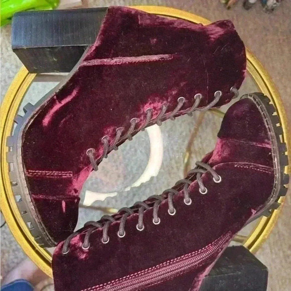 Report Signature Purple Velvet Lace Up Boots. - Picture 8 of 10